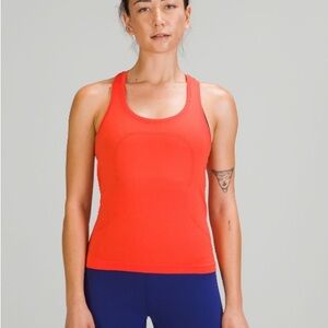 Lululemon Orange/Red Swiftly Tech Racerback Tank Top (Waist Length)
